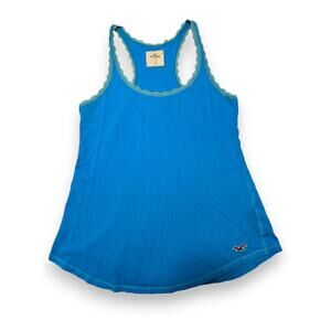 Y2K Hollister Bright Turquoise Blue Racer Back Tank Size Small